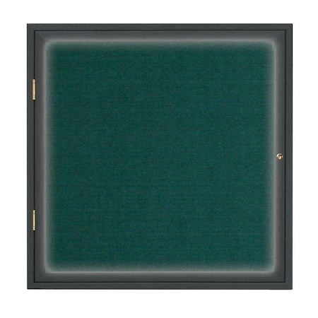 United Visual Products Single Door Slim Enclosed Radius EZ Tack Board, 24"x36", Satin/White UVRDS23EZ-WHITE-SATIN